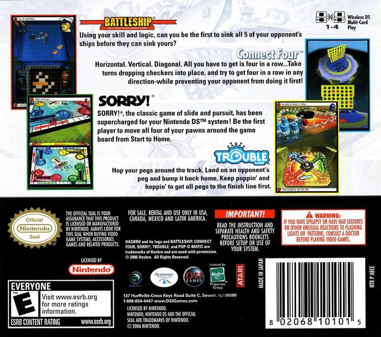 4 Game Pack [Battleship, Connect Four, Sorry, Trouble] (Complete) (used)