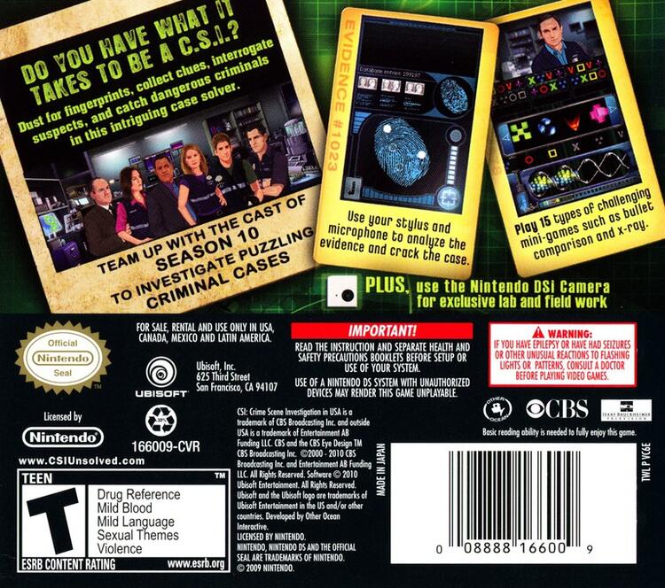 CSI Unsolved (Complete) (used)