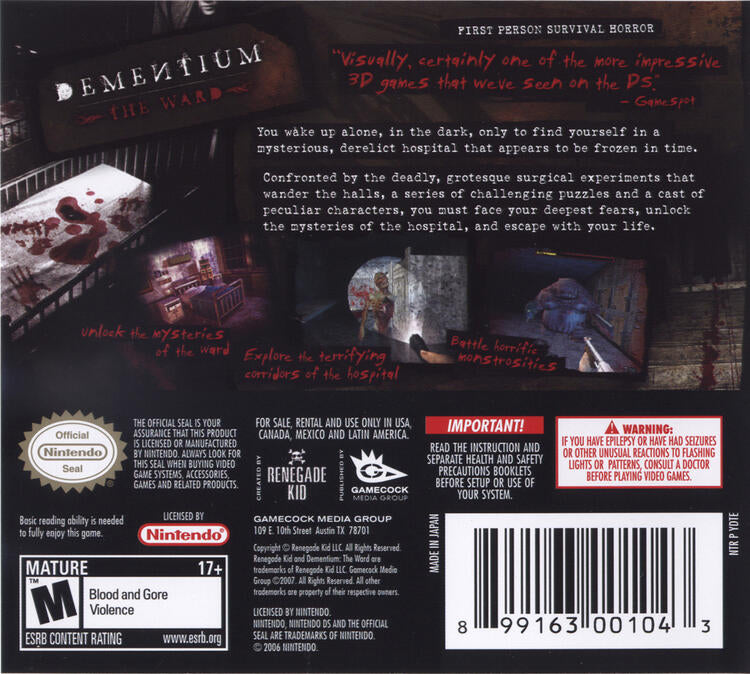 Dementium The Ward (Complete) (used)