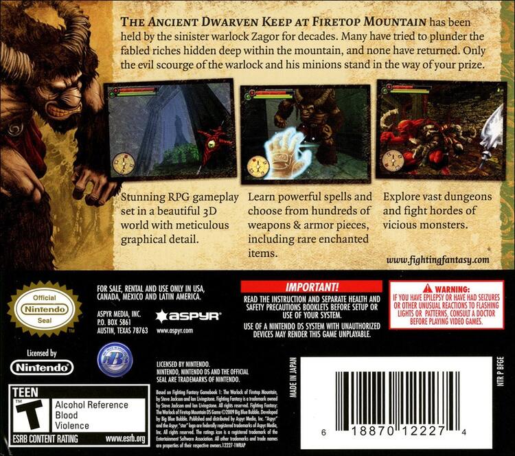 Fighting Fantasy: The Warlock of Firetop Mountain (Complete) (used)