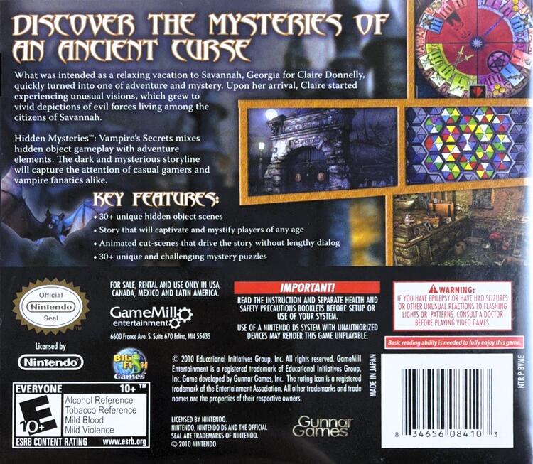 Hidden Mysteries: Vampire Secrets (Complete) (used)