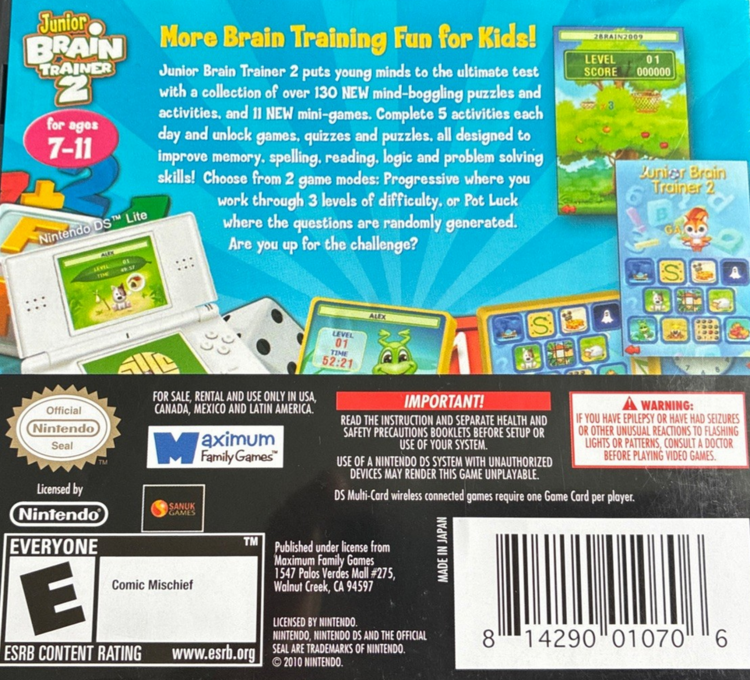 Junior Brain Trainer 2 (Complete) (used)