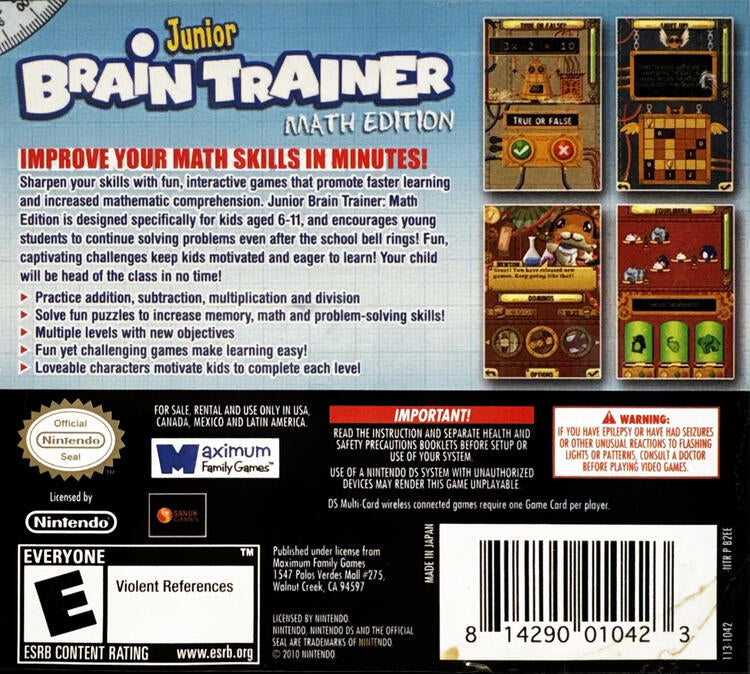 Junior Brain Trainer Math Edition (Complete) (used)