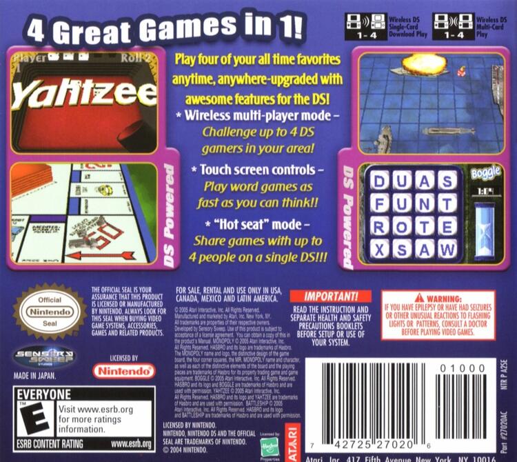 4 Game Fun Pack [Monopoly Boggle Yahtzee Battleship] (Complete) (used)