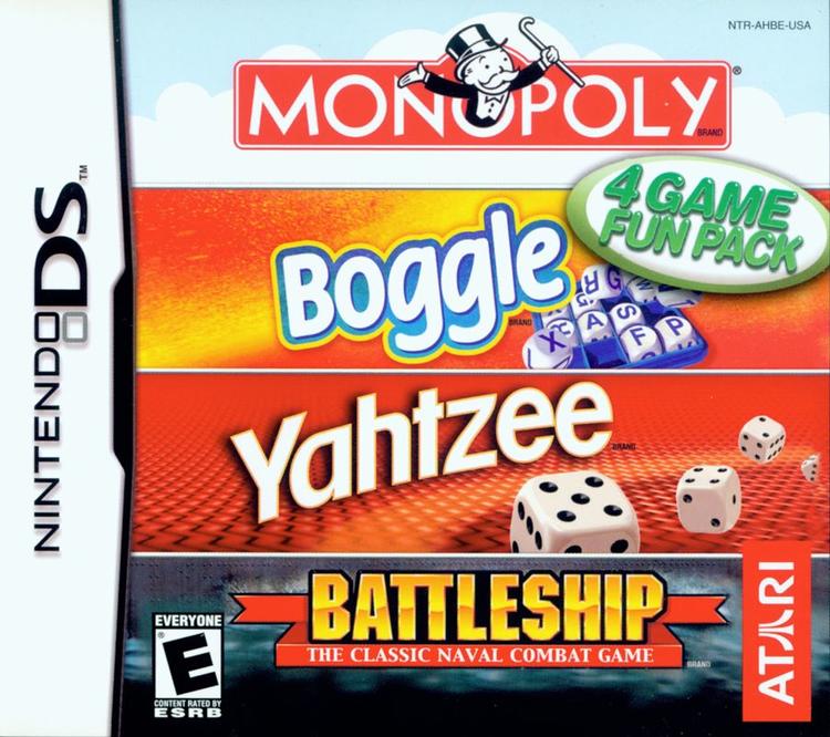 4 Game Fun Pack [Monopoly Boggle Yahtzee Battleship] (Complete) (used)