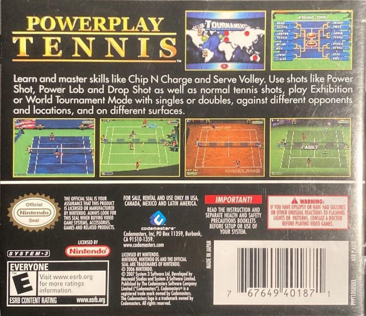 Power Play Tennis (Complete) (used)