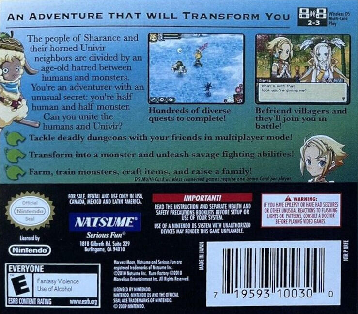 Rune Factory 3: A Fantasy Harvest Moon (Complete) (used)