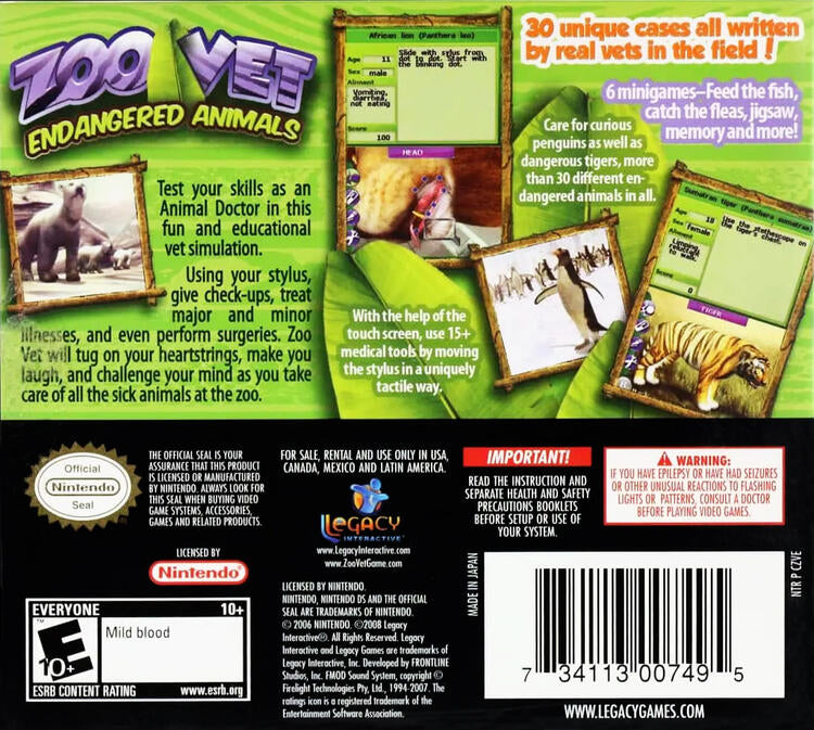 Zoo Vet: Endangered Animals (Complete) (used)